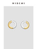 HIDEMI简约设计感宽版圆形金银双色耳环 商品缩略图0