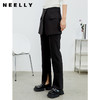 NEELLY纳俪商场同款开叉长款休闲裤女2022年春季新款黑色显瘦百搭N22012H01049 商品缩略图0
