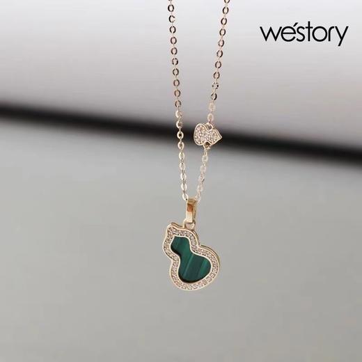westory2022年新款黄金珐琅彩绿葫芦吊坠项链女款 商品图1