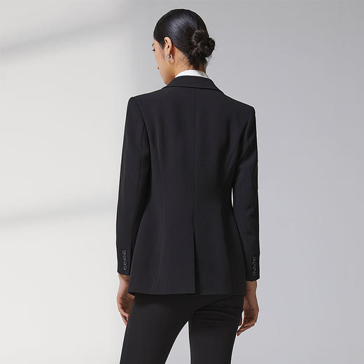 蓝地翘肩修身中长款双排扣西服上衣BLWCT030S00 商品图2