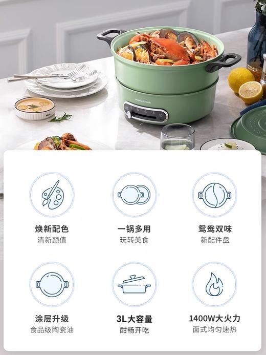 摩飞多功能电火锅家用分体式鸳鸯火锅烧烤肉蒸煮炒煎电煮锅mr9087 商品图3
