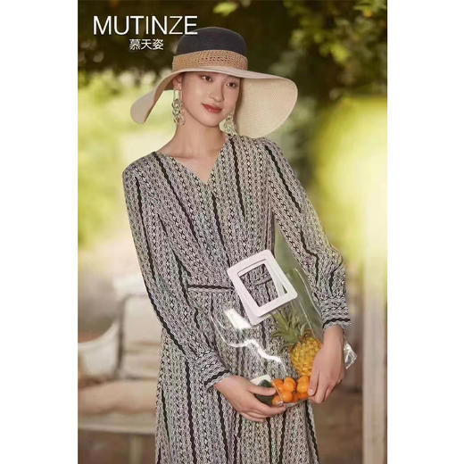 慕天姿气质简约大方印花连衣裙 17333 商品图0