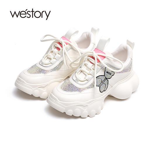 westory2022年春季新款商场同款烫钻小熊老爹鞋厚底增高时尚休闲鞋W22AM54571 商品图4
