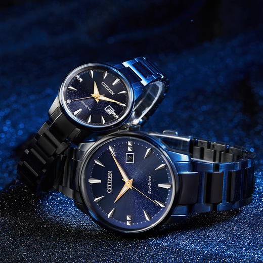 西铁城日本官方正品情侣对表星空蓝盘光动能男士手表BM7528-86L 商品图4