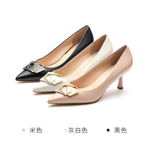 莱尔斯丹2022春夏新款时尚优雅几何饰扣女单鞋3M69129 商品图1