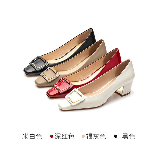 莱尔斯丹2022春夏新款时尚优雅方形饰扣女单鞋3M40902 商品图3