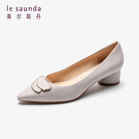 莱尔斯丹2022春夏新款优雅方头饰扣粗跟女单鞋3M40231
