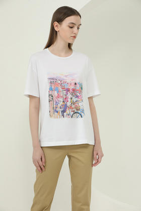 CARA印花圆领T恤	KB221MWT0113