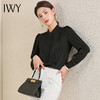 IWY/复古港味气质衬衫女夏季薄款宽松长袖衬衣设计感小众黑上衣AB0857-B 商品缩略图3