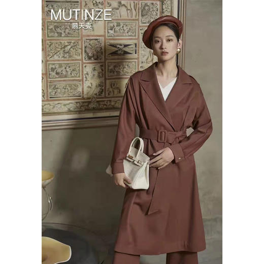 慕天姿收腰中长款气质显瘦风衣 22228 商品图0