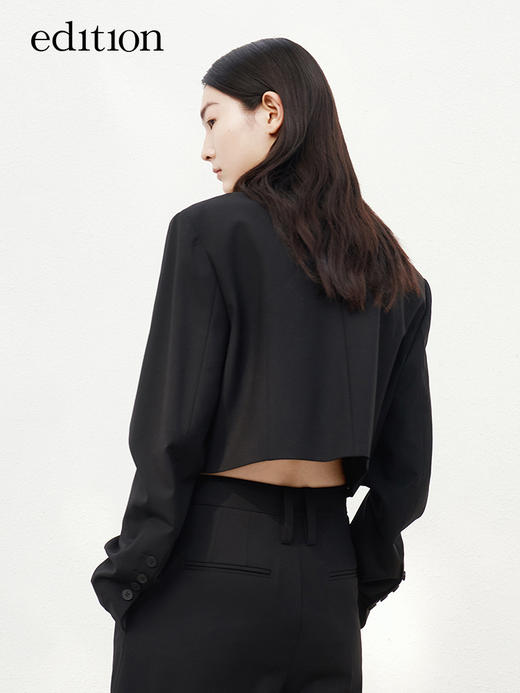 戚薇同款edition短款西装外套女设计感黑色女绅士西装EBB1BLA006 商品图3