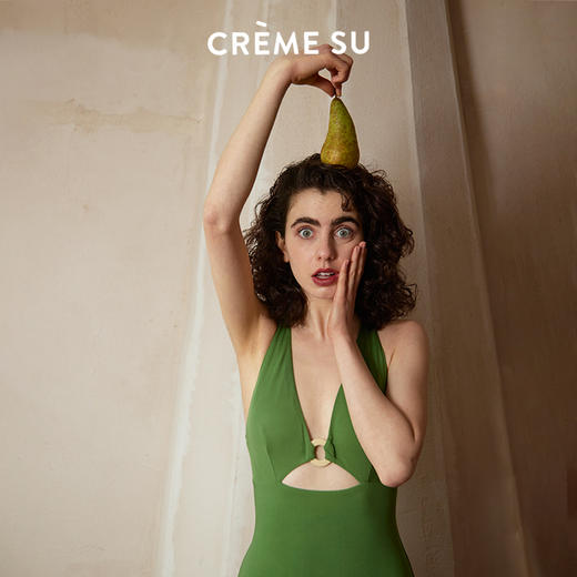 【显白温泉装】CremeSU印花三角连体泳衣女flow系列V领性感圈圈镂空泳衣 商品图1