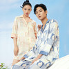金三塔敦煌联名100%桑蚕丝印花情侣家居服男士真丝睡衣套装女士睡裙  YSFCA317 YSMCA202 商品缩略图1