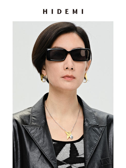 HIDEMI简约设计感几何夹子式金银双色耳环 商品图6