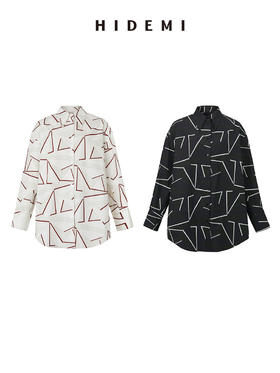 HIDEMI几何印花廓形衬衫 红白/黑绿