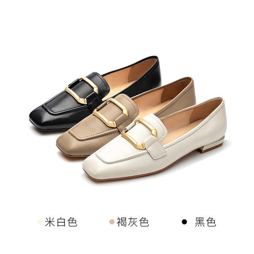 莱尔斯丹2022春夏新款时尚金属方扣乐福鞋女单鞋3M13403 商品图3