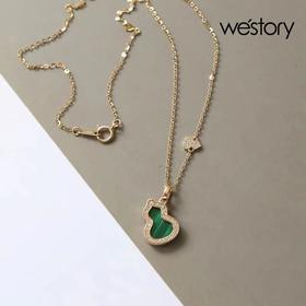 westory2022年新款黄金珐琅彩绿葫芦吊坠项链女款