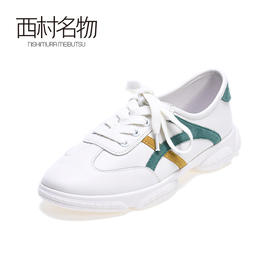 西村名物2020秋季新款老爹鞋拼色系带平底舒适运动休闲鞋T20CM30461
