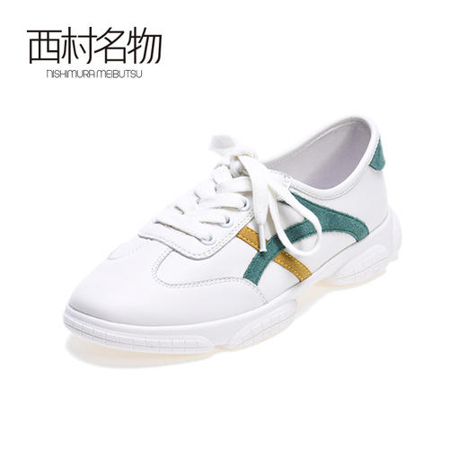 西村名物2020秋季新款老爹鞋拼色系带平底舒适运动休闲鞋T20CM30461 商品图0