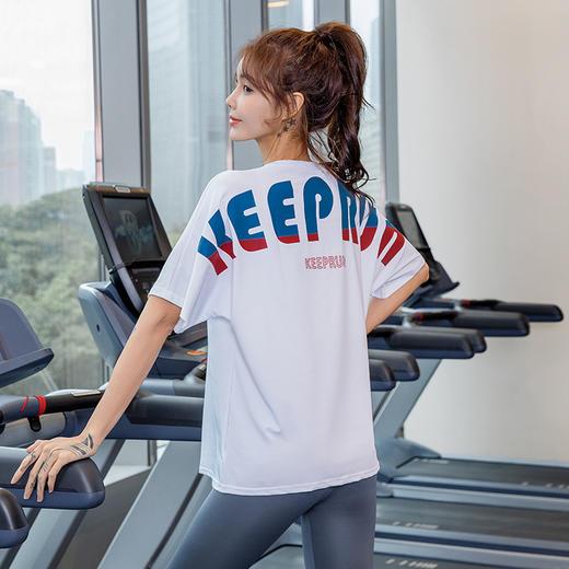 高品质时尚百搭宽松短袖运动上衣女宽松透气罩衫速干T恤瑜伽服短袖夏薄款跑步 商品图3