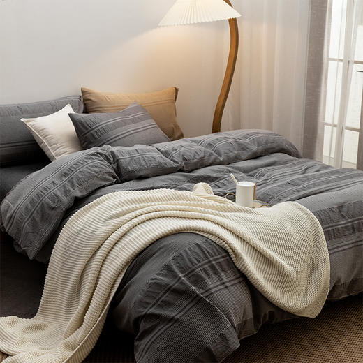 【水洗提花套件】提花水洗棉四件套纯色暗提花全棉四件套简约柔软新品 商品图11