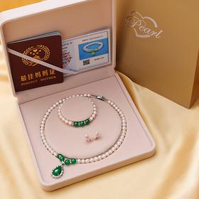 【母亲节礼物】六鑫珠宝 淡水珍珠首饰8-9mm三件套