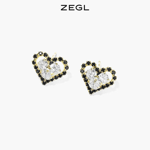 ZEGL设计师爱心耳环女小众设计感高级耳钉新款潮银针耳饰品 商品图1