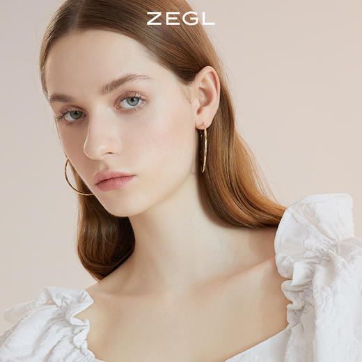 ZEGL圆圈耳环女2022年新款潮耳钉设计感小众耳圈925银针复古耳饰 商品图4