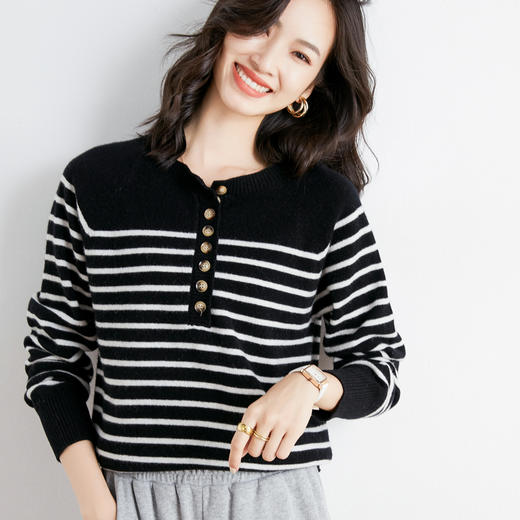纤束马带扣条纹圆领 GH-2130 商品图4