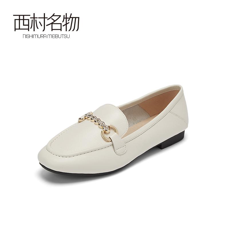 西村名物2020秋季新品乐福鞋牛皮革方头复古风简约小皮鞋T20CM31171