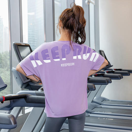 高品质时尚百搭宽松短袖运动上衣女宽松透气罩衫速干T恤瑜伽服短袖夏薄款跑步 商品图5