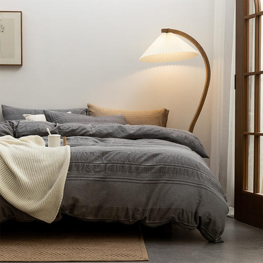 【水洗提花套件】提花水洗棉四件套纯色暗提花全棉四件套简约柔软新品 商品图3