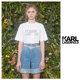 KARL LAGERFELD  LOGO渐变烫钻女士T恤  KLW21A63280001