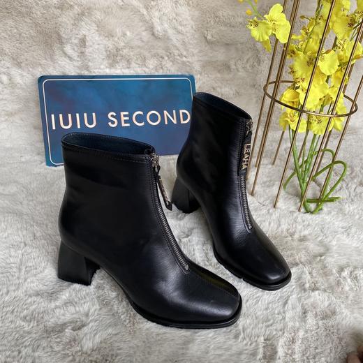 IUIU SECOND 秋冬胎牛皮方头拉链短靴 商品图1