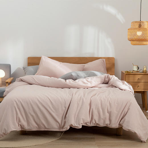 【水洗密细条套件】原棉四件套纯色白色提花水洗棉套件全棉细条纹四件套条纹水洗棉四件套密细条全棉4件套 商品图8