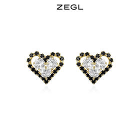ZEGL设计师爱心耳环女小众设计感高级耳钉新款潮银针耳饰品