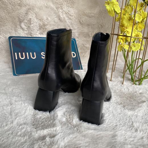 IUIU SECOND 秋冬胎牛皮方头拉链短靴 商品图2