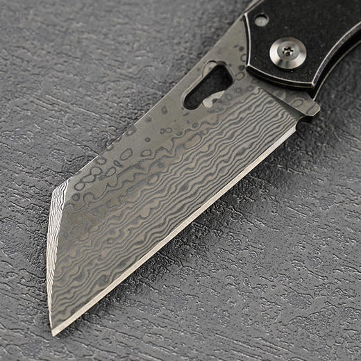 小犀牛VG10夹心层大马士革钢手工折叠刀防身刀牛骨手柄 商品图1