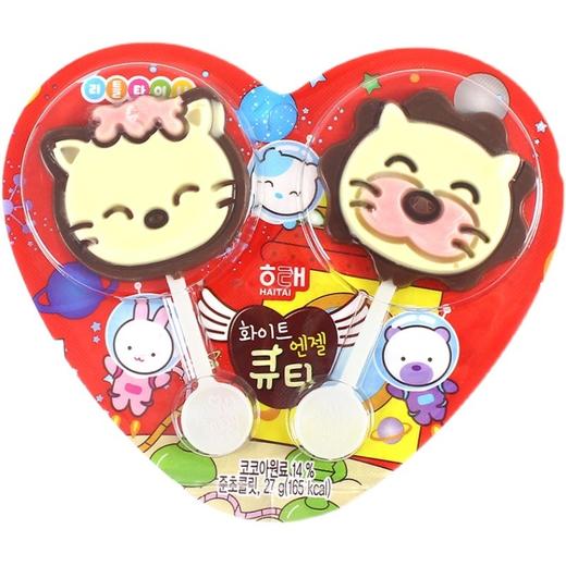 韩国进口零食 海太牌猫咪代可可脂双棒牛奶巧克力27克 商品图0