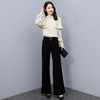 LJY-YJ2205-0121 2022新款春装衬衫木耳边设计感上衣垂感显瘦喇叭裤套装 商品缩略图1