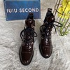 IUIU SECOND 秋冬漆皮时尚水钻绑带马丁靴 商品缩略图5