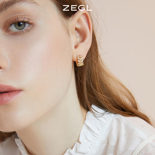 ZEGL树叶耳环女2022年新款潮耳钉设计感小众耳扣高级感气质耳饰品-tmall.com天猫 商品图3