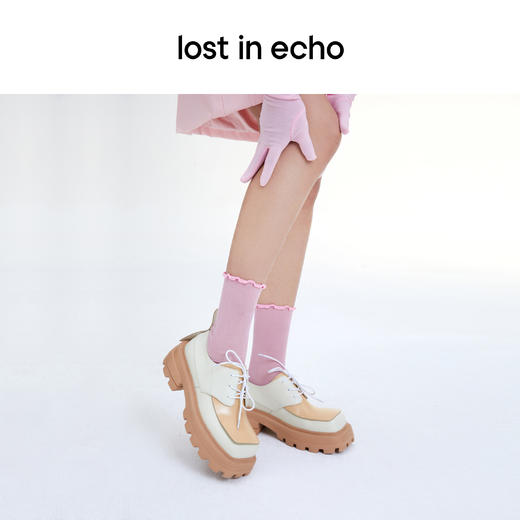【下架】lost in echo双鞋盖休闲中性撞色方头厚底增高皮鞋西装鞋 商品图4