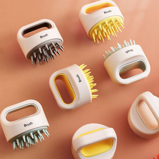 「撞色颜值」硅胶洗头刷 头皮按摩器多功能圆形洗头刷居家日用清洁工具梳子女 商品图1