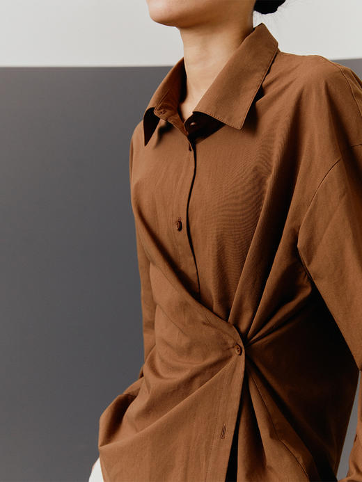 HeyDress收腰设计感白色衬衫女上衣小众宽松长袖衬衣 商品图3