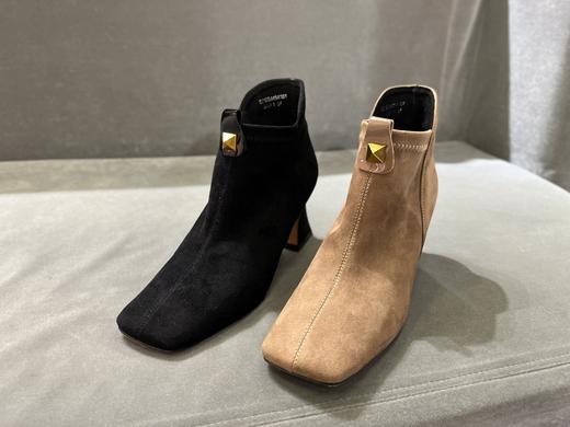 IUIU SECOND 2021冬季新款铆钉绒面粗跟踝靴 商品图2