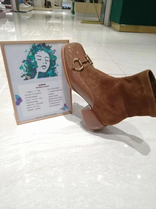 IUIU SECOND 2021冬季新款马衔扣方头拼接弹力短靴 商品图5