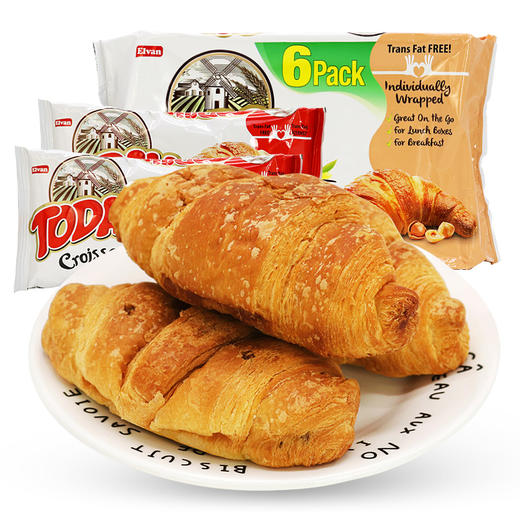 【2.18视频号】270gELVAN榛子味夹心牛角面包  巧克力味/香草巧克力味 商品图1