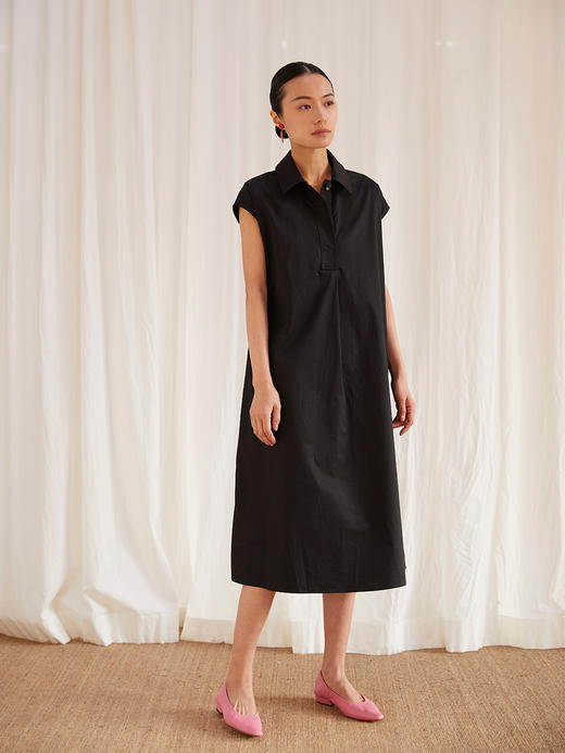 HeyDress法式复古衬衫连衣裙女收腰设计感无袖显瘦气质裙子 商品图4