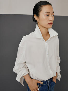 HeyDress收腰设计感白色衬衫女上衣小众宽松长袖衬衣